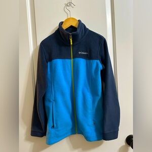Columbia Two-Tone Blue Fleece Jacket with Yellow Zipper